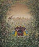 Raffaele Bueno, Ganira piccolo robot giapponese 1980, olio su tela, 30x35 cm